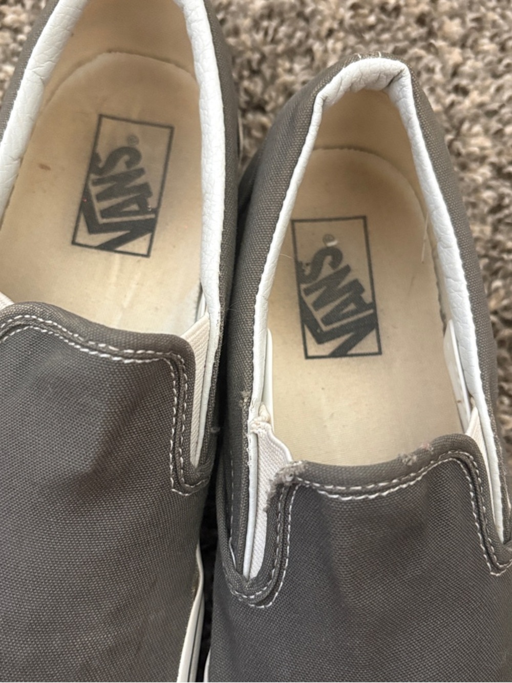 Vans Gray Canvas Slip-On Loafers - Picture 6 of 8